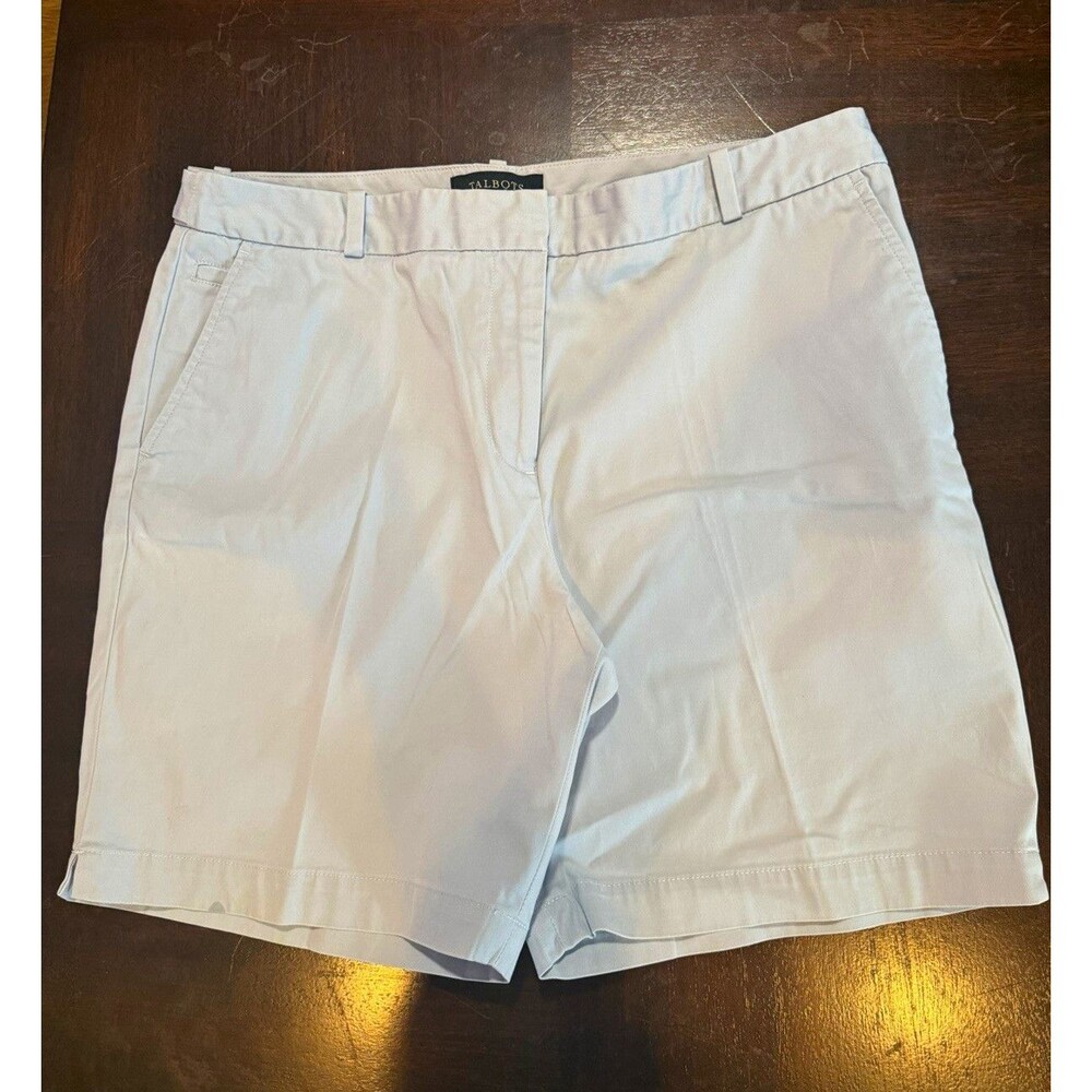 Talbots Women's Blue Chino Twill Shorts Size 10 Flat Front Pockets